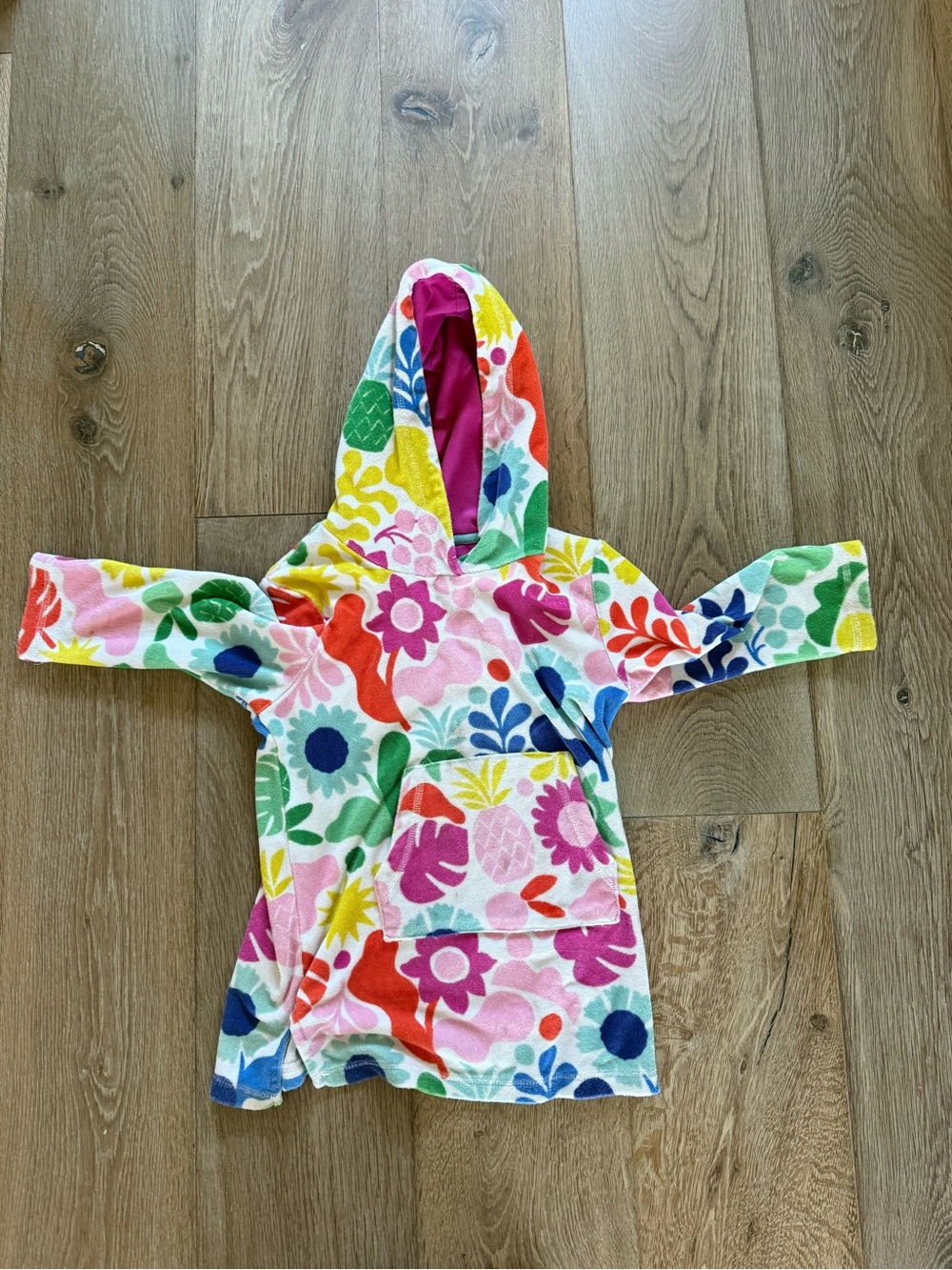 Mini Boden Kids Hooded Swim Coverup in Multicolor Floral Print